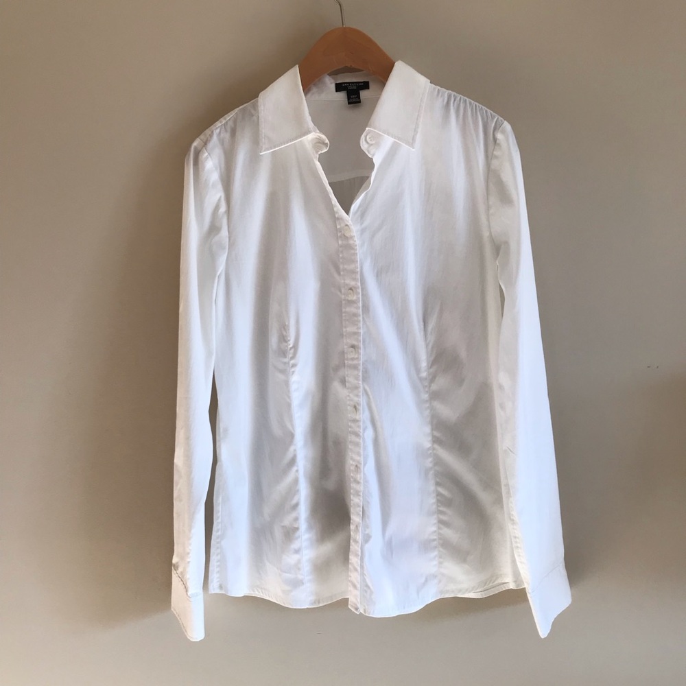 Talbots classic white button down shirt, size 10 petite